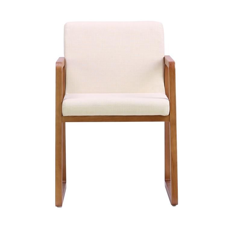 Retro Style Wooden Frame Fabric Seat Dining Chair for Restaurant Use