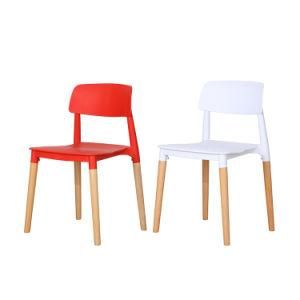 Nordic Minimalist PP Seat Solid Wood Leg Dining Chair