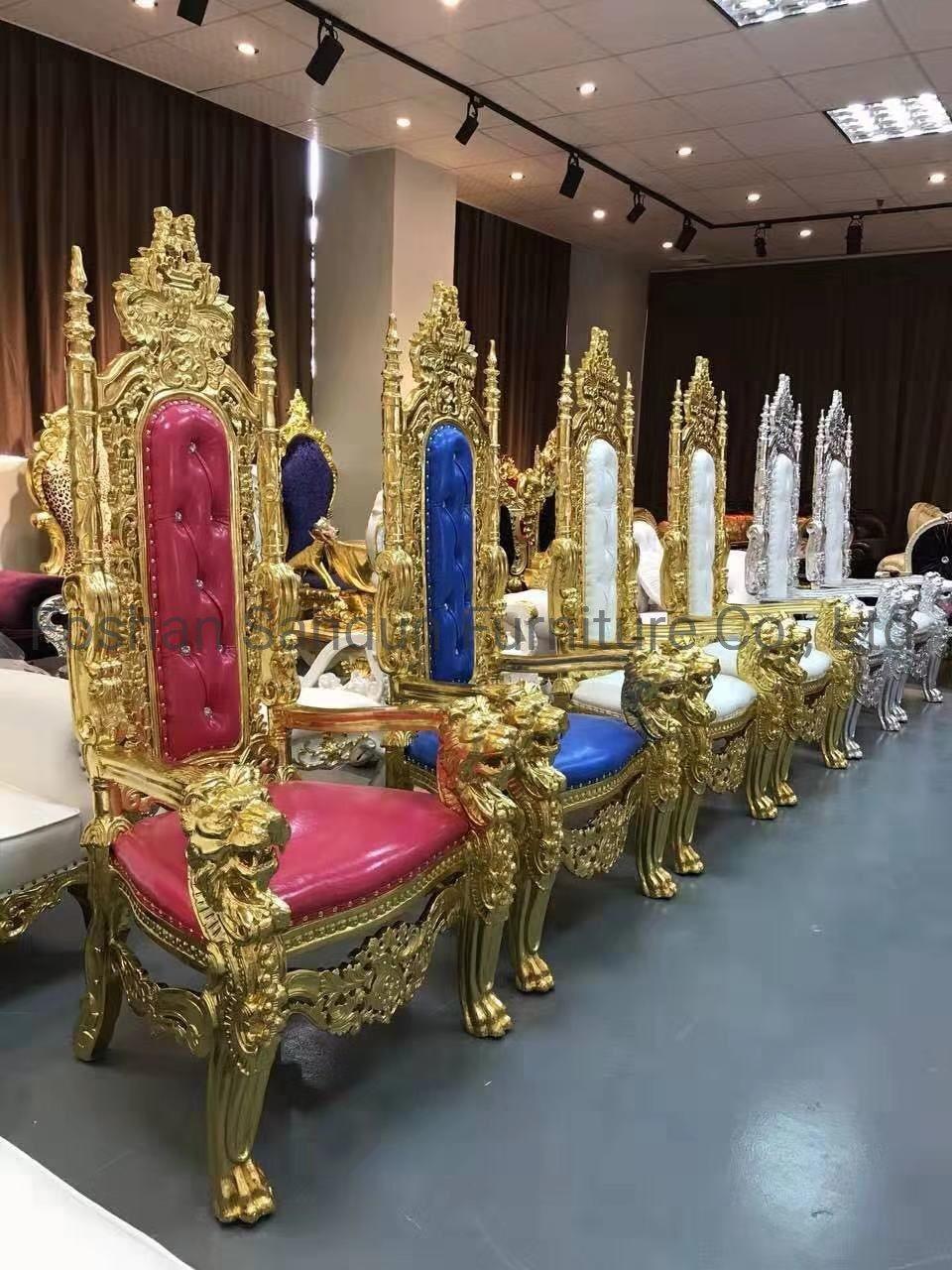 5 Years Guarantee Time Golden Frame Solid Wood Wedding Throne Sofa