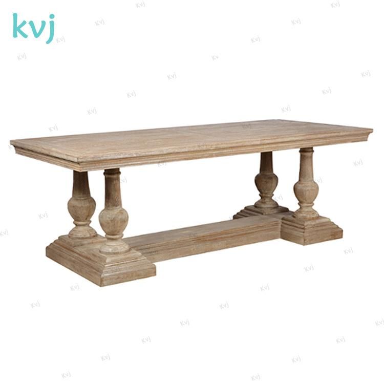 Kvj-7234 French Vintage Rustic Heavy Base Recycled Wood Dining Table