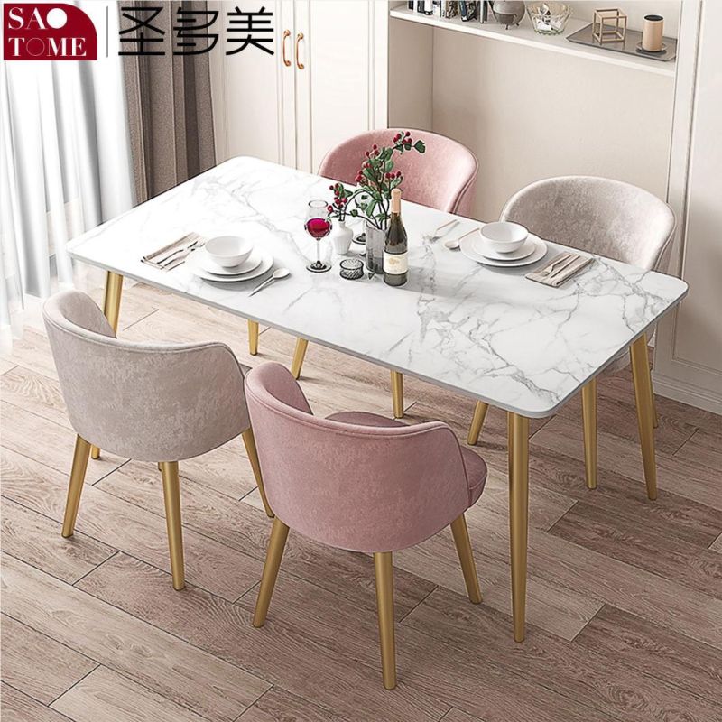 Modern Rock Board Furniture Gold Foot Net Red Dining Table