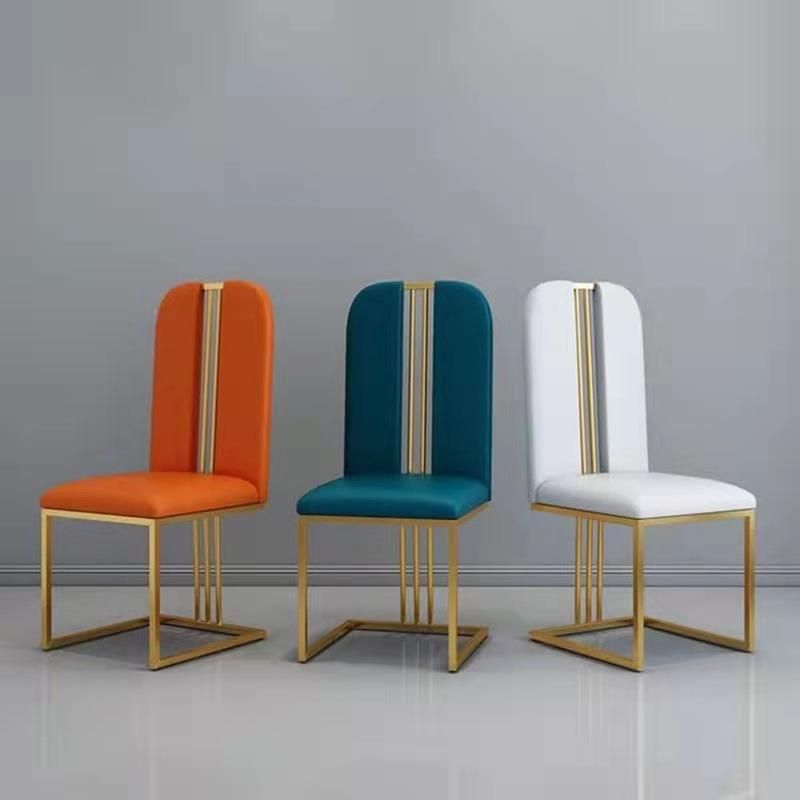 Customized Chairs Leather Dining Chair with Stable Metallic Legs