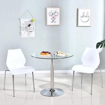 Hot Sale Ultra Simple Modern Style Designs Glass Luxury Stainless Steel Round Dining Tables