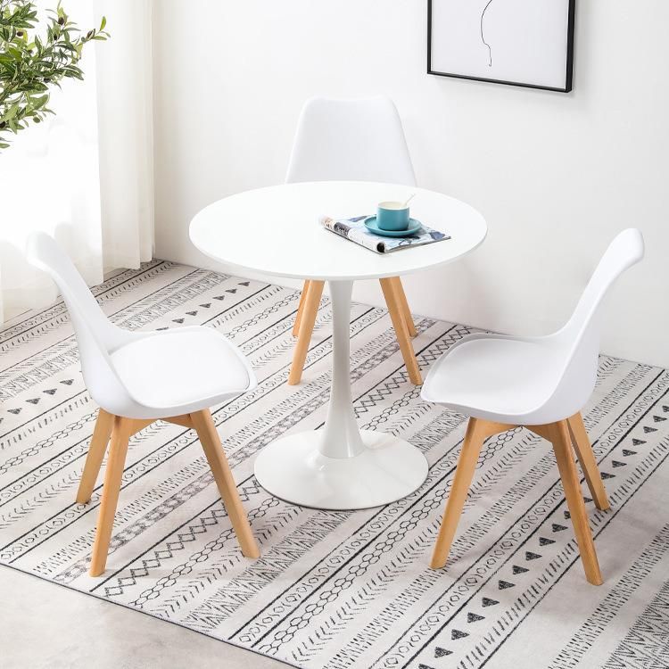 Nordic White Round MDF Metal Leg Restaurant Dining Table