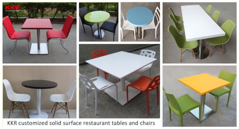 Cafeteria Restaurant Corian Solid Surface Dining Tables and Chairs