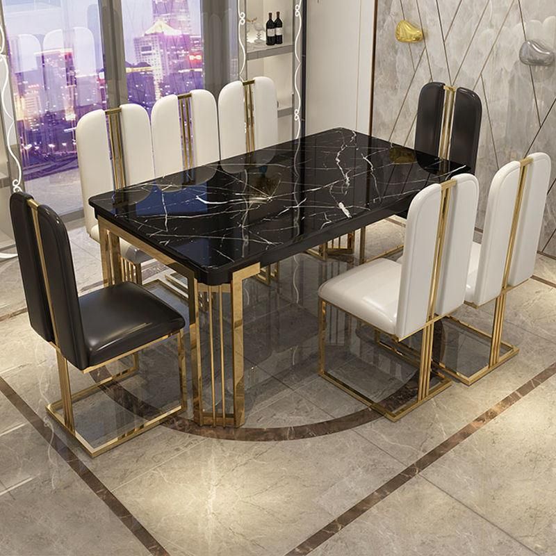 Popular Design Dining Table Metal Frame Marble Top Luxury Dining Table