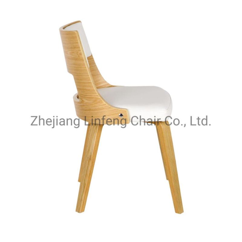 Wholesale Classic Nordic Cheap Wood Armrest Leather French Bent Plywood White Dining Chair