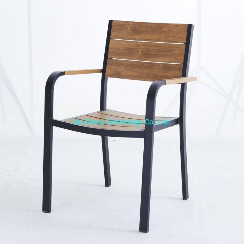 High Quality Aluminium Hotel Restaurant Outdoor Polywood Table Chairs Set with 6 Person