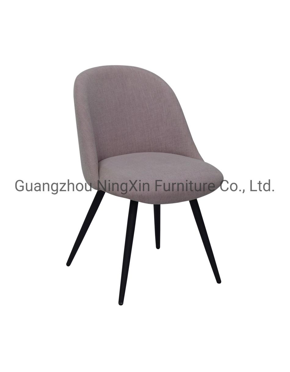 Light Grey Fabric Seat Metal Legs Dining Chairs for Commercial Coffee Shop Use