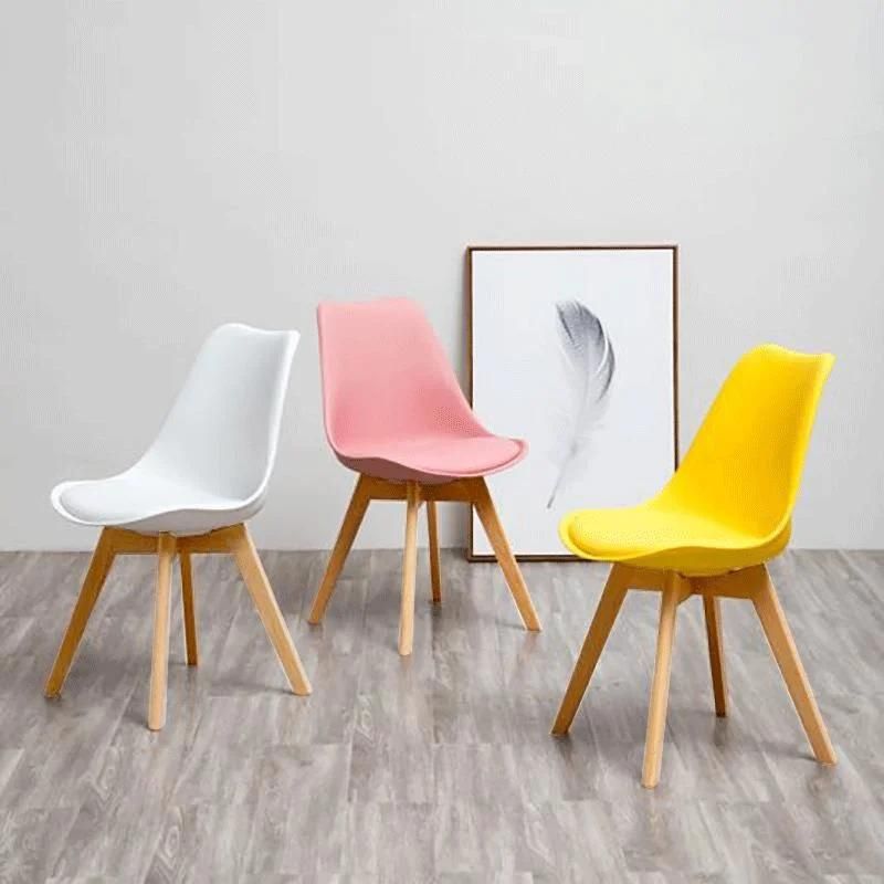 Wholesale Modern Dining Room Furniture Designer Plastic Dining Chair with Wood Legs