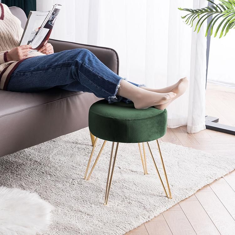 Wholesale Nordic Household Pouf Stool Ottoman High Quality Cloth Creative Circular Low Stool Customization Bar Stool Chair