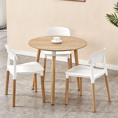 Cheap Modern Dining Restaurant Furniture White MDF Wood 4 Seater Round Cafe Dinner Dining Tables with Chairs