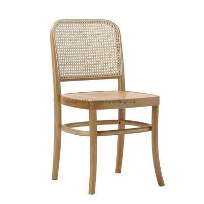 Kvj-6055b Hoffman Indoor Square Restaurant Rattan Wood Dining Chair