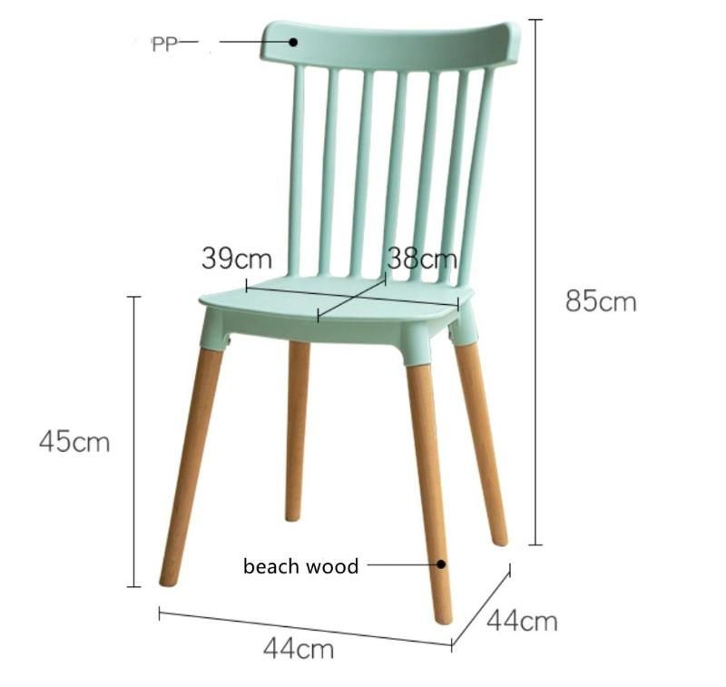 Nordic Style PP Plastic Bistro Dining Chair with Wood Legs