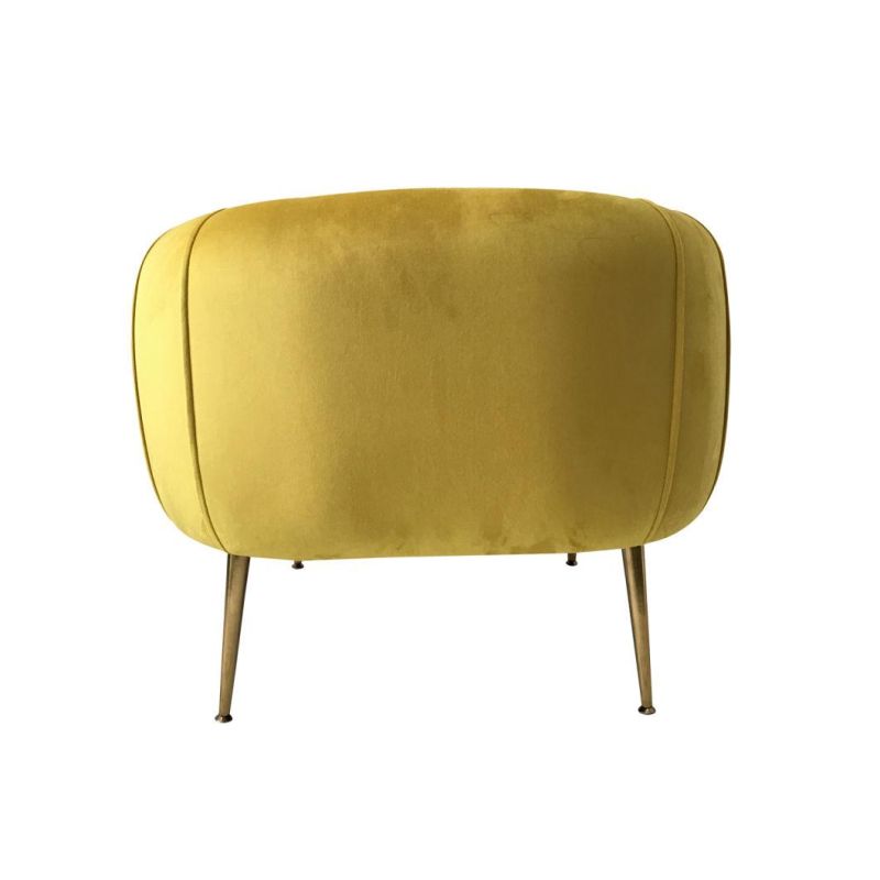 Yellow Color Velvet Material Leisure Lounge Dining Chair