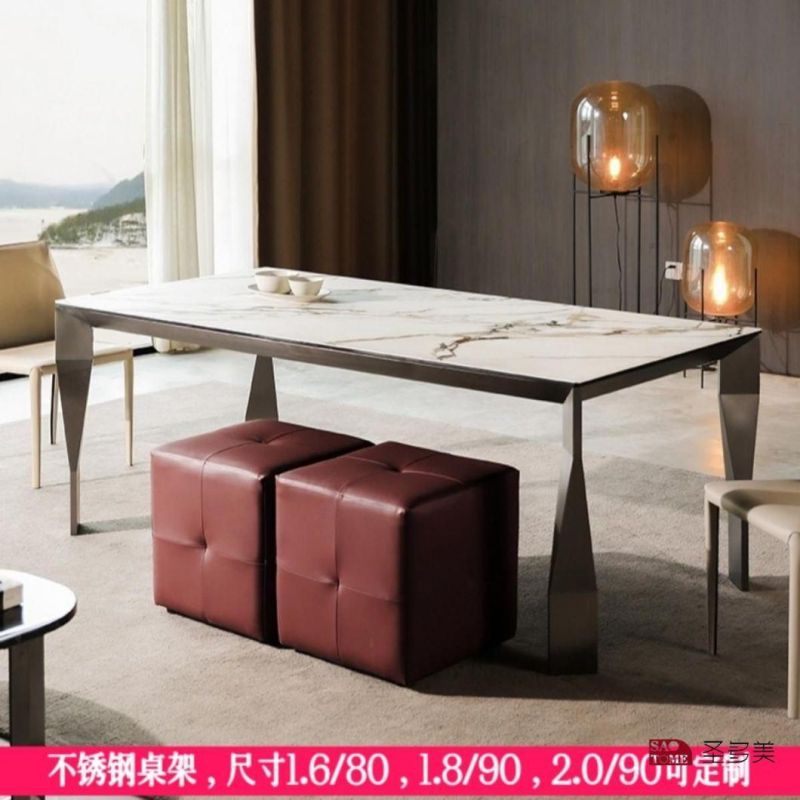 Italian Style Design Extendable Dining Table Metal Slate Dining Table