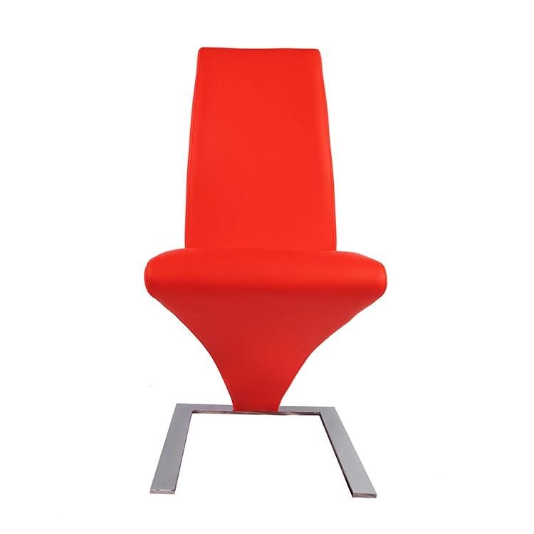 China Wholesale Modern Simple Z Shape PU Leather Metal Commercial Restaurant Dining Chair