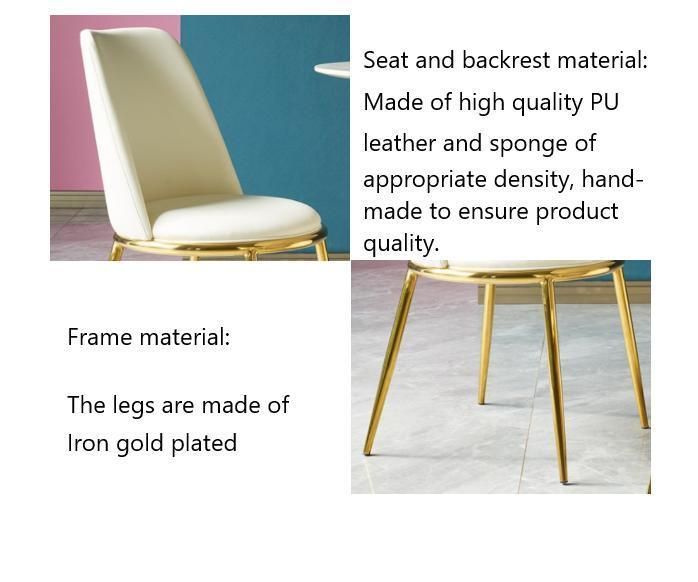 Europea Style Round Seat Dining Chair with Gold Plated Legs