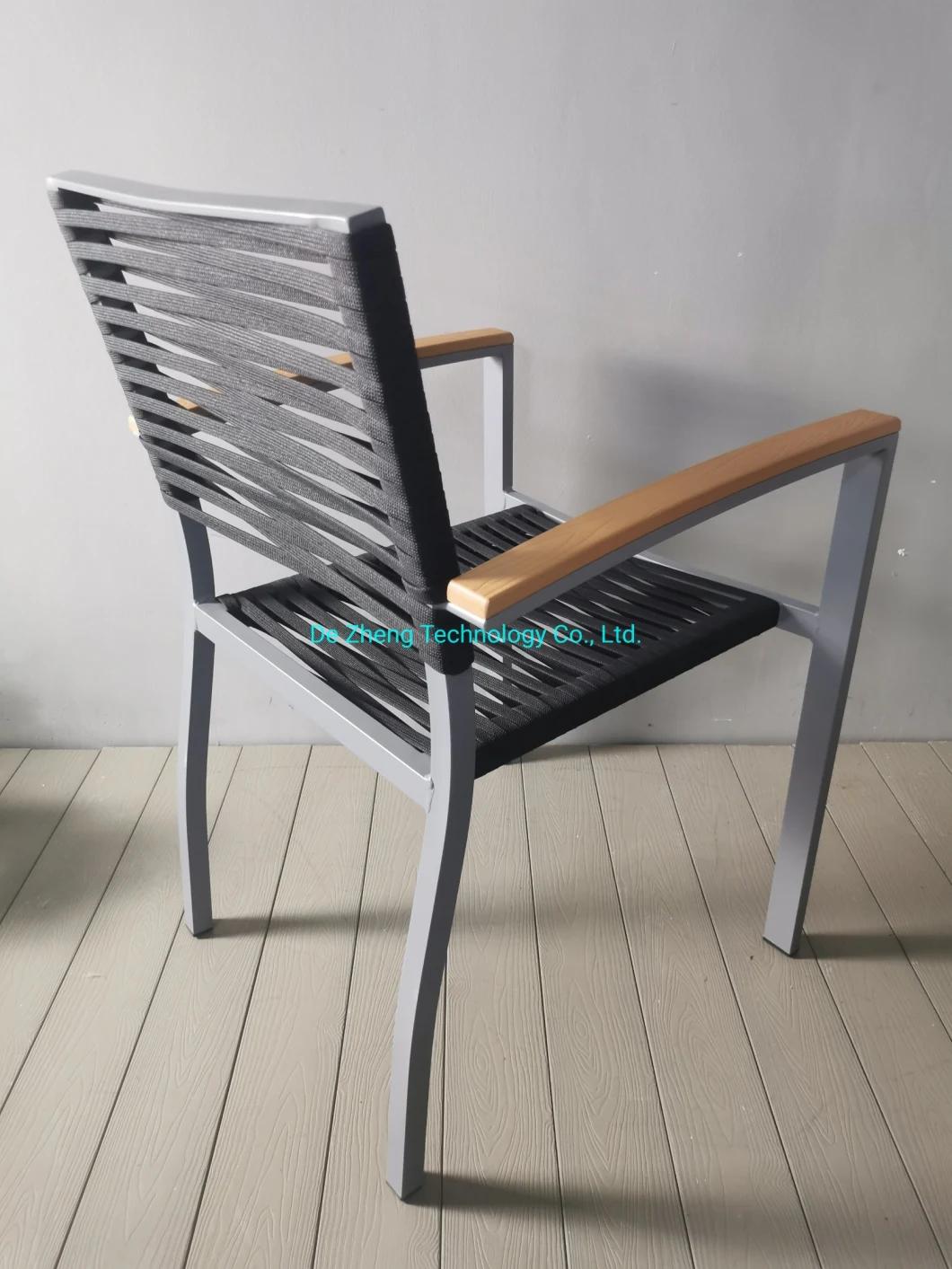 Stylish Outdoor Furniture Garden Restaurant Stackable Rope Chair with Aluminium Frame