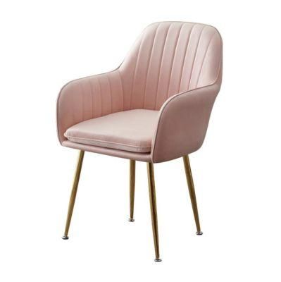 Luxury Restaurant Chair with Gold Chair Legs Rosa Nordic Dining Room Fannel Chair Nail Shop Tea Restaurant Luxury High Back Chairs Makeup Chair