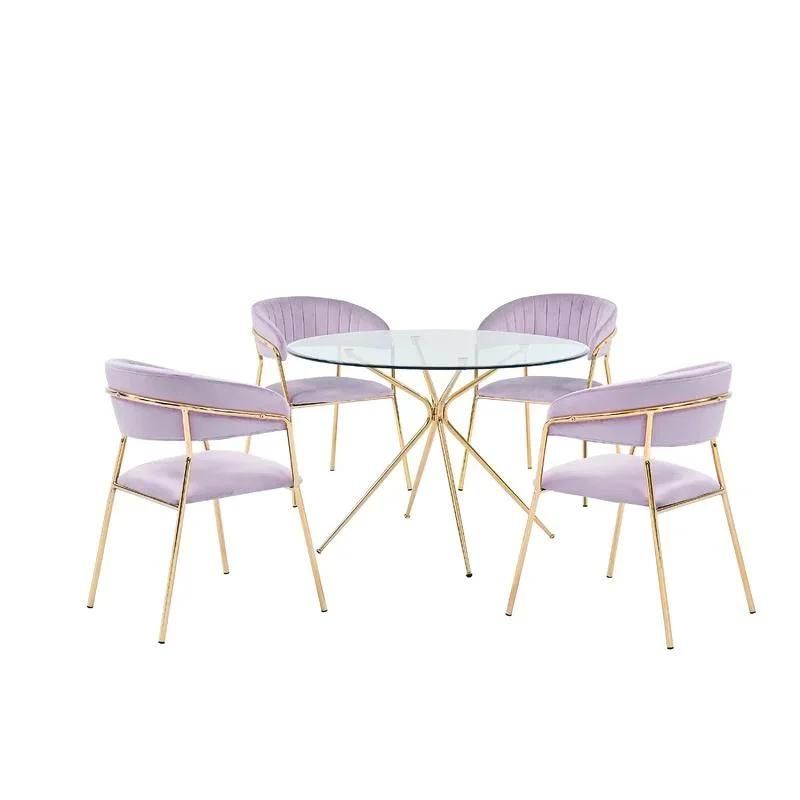 Free Sample Italian Furniture Cafe Table Dining Round Dining Table Set Glass Modern