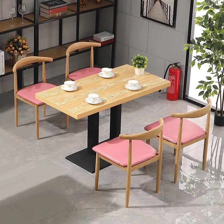 Western Restaurant Cafe Metal Base MDF Rectangular Table