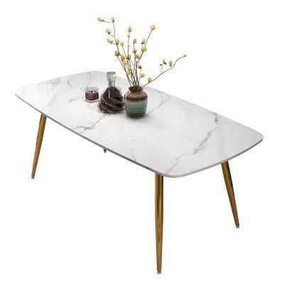 Marble Dining Table with Polished Frame and Legs Restaurant Furniture