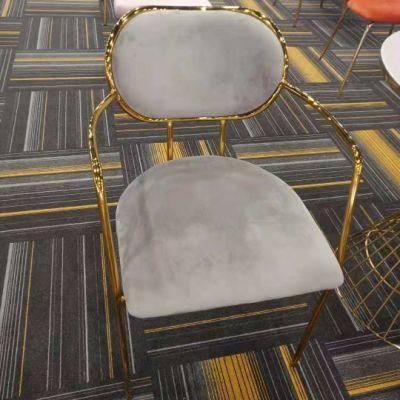 Modern Velvet White Fabric Turfed Newest Gold Legs Dining Chair