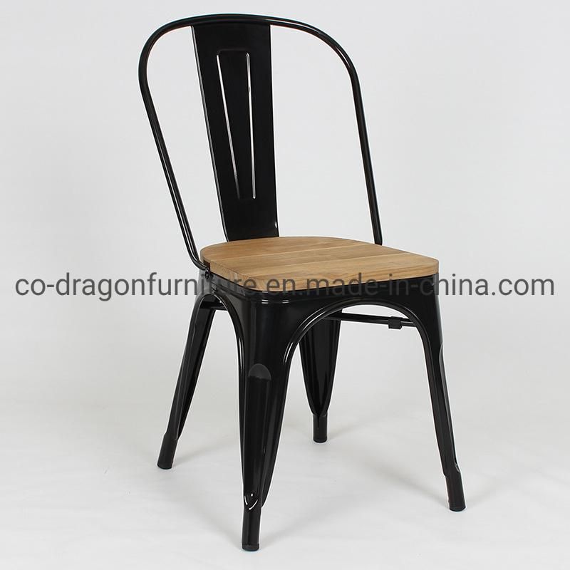 Colorful Cheap Restaurant Industrial Metal Coffee Chairs with Wood Set