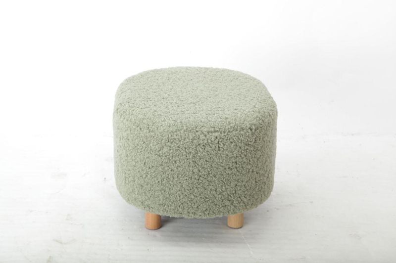 Teddy Cashmere Bed End Lounge Pouf Ottoman Dressing Table Metal Leg with Stool