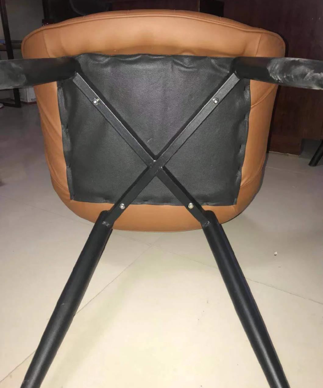 Black Metal Legs Upholstered Modern Designer Dining Room Chair Luxury Leather Furniture Dining Chair