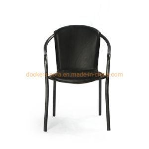 Contemporary Home Furniture Industrial American Loft Style Metal Leather Dining Chair