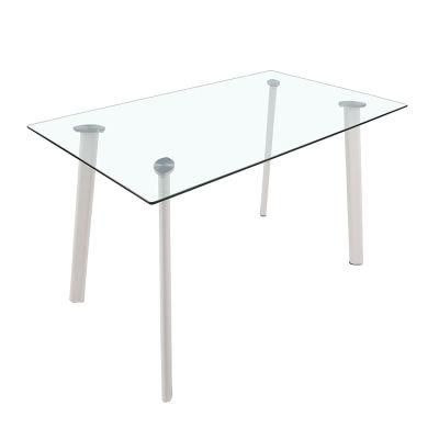 Modern Tempered Transparent Square Glass Dining Table