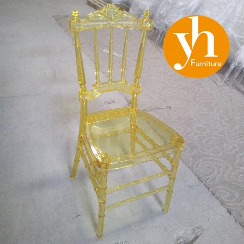 Net Back Decoration Transparent Crystal Wedding Dining Furniture Tiffany Resin Chair