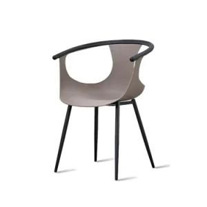 Modern Design Simple PP Seat with Black Frame and Black Legs Dining Chair