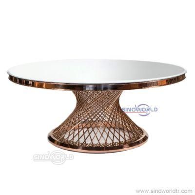 Luxury Hotel Wedding Stainless Steel Golden Round Shape Dining Table