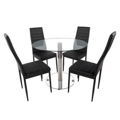 Modern Wholesale Round-Shape Table Garden Dining Tempered Glass Top Stainless Steel Leg Dining Table