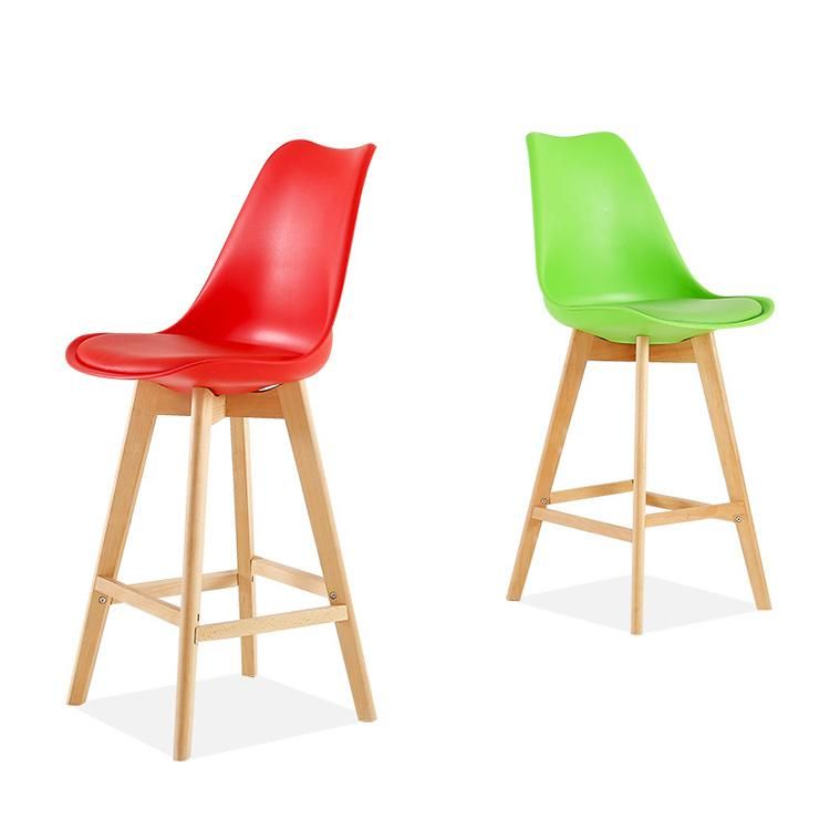 Upholstered Comfortable High Foot Bar Dining Stool Home Green Plastic Bar Chair