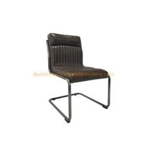 Hot Sale Vintage Furniture Supplier Brown Leather Armless Dining Chair