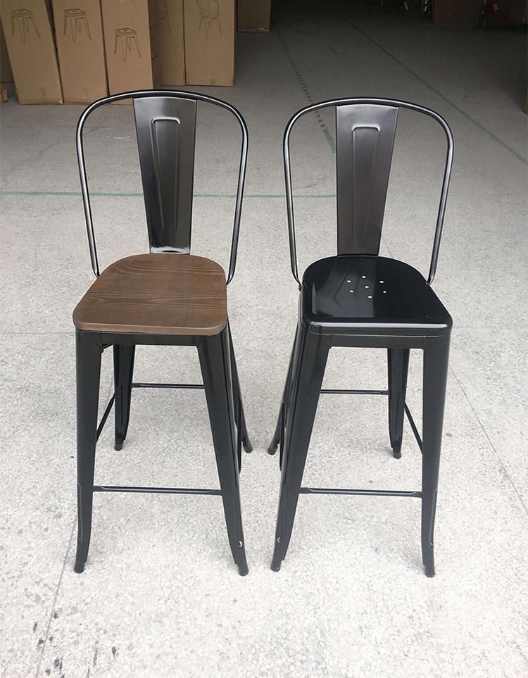 Chaise De Bar Black High Bar Chair and Table Set Stools Metal Chairs Modern Restaurant Cafe Furniture Chair