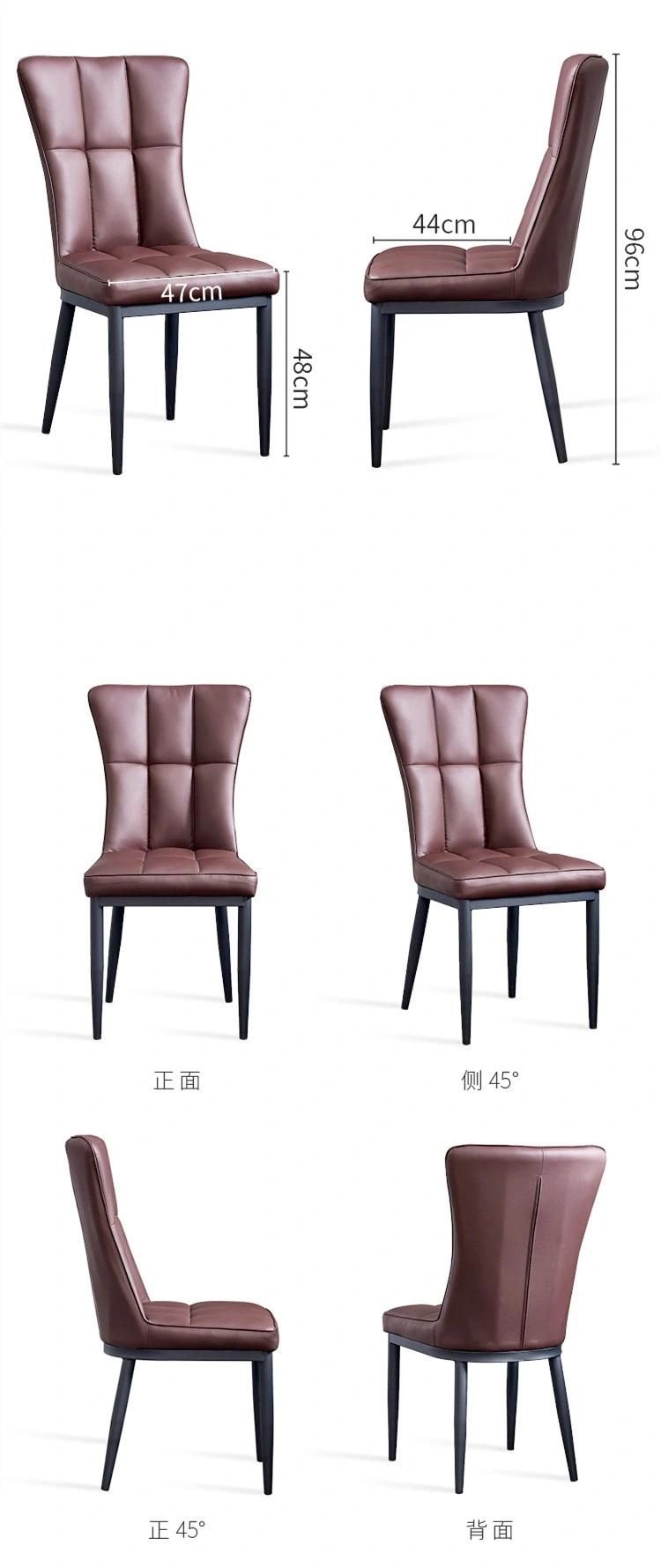 Wholesale Leisure Black White Leather Chair Design Restaurant Nordic Metal Luxury Upholstered Cheap Modern Leather Dining Chairs