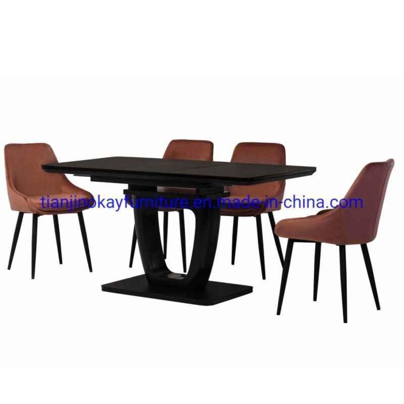 Luxury Modern Restaurant Kitchen Dining Room Table Rectangle Square Round MDF Wooden Marble Texture Dining Table Butterfly MDF Tables