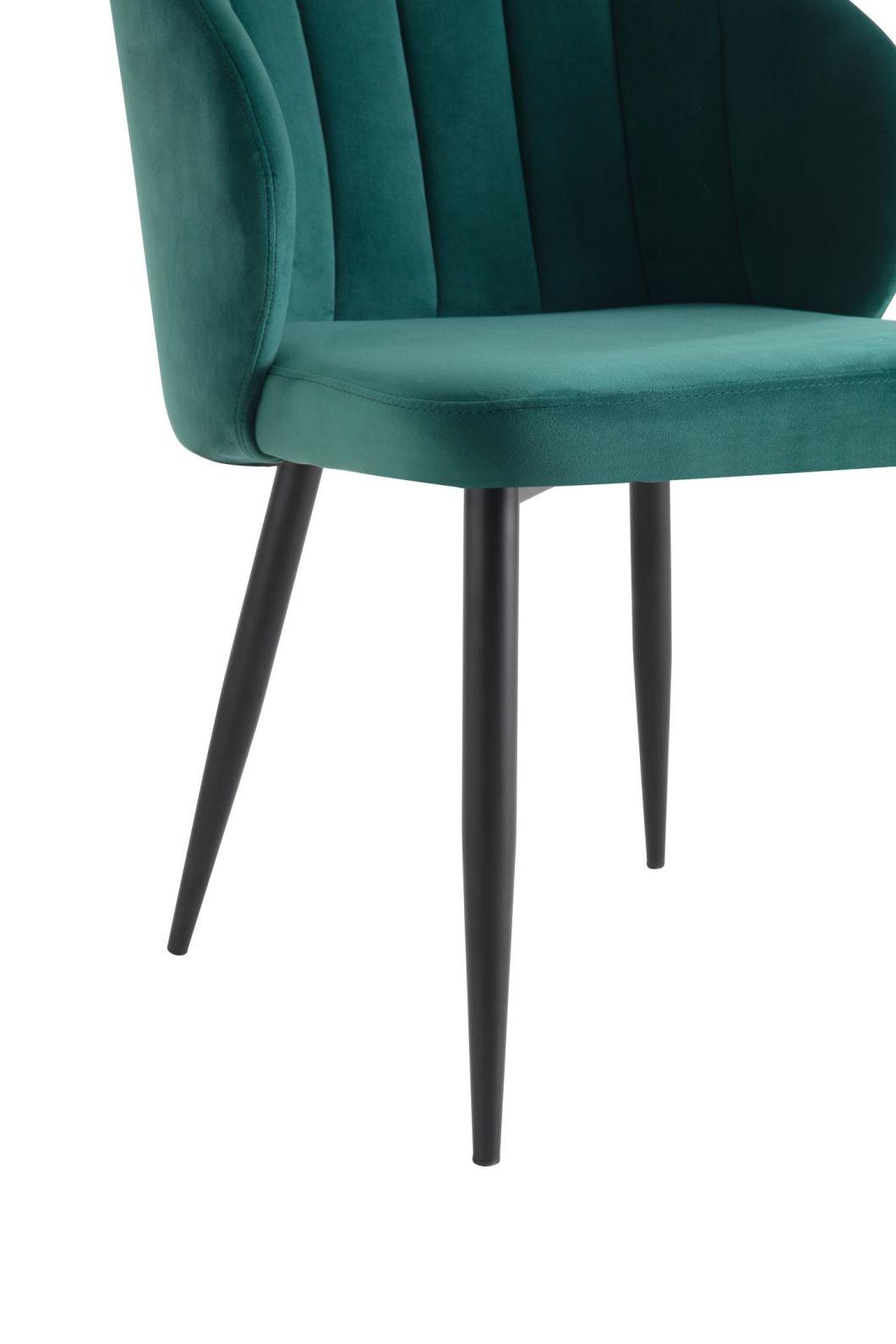 Popular Restaurant Chair Comfortable Back Velvet Fabric Metal Dining Chair