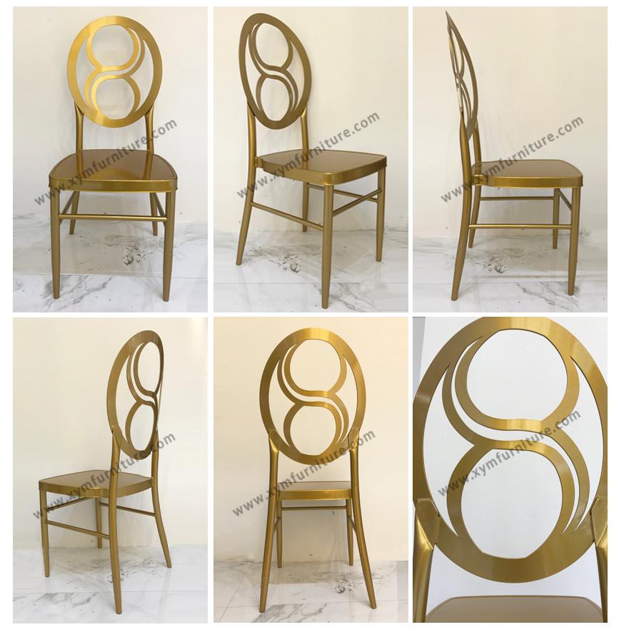 2019 New Design Banquet Hall Dining Metal Round Back Chiavari Chair