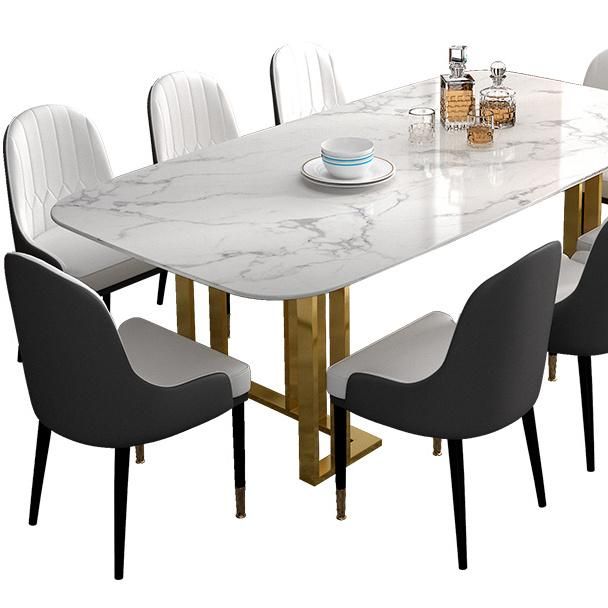 Customized Marble Top Dining Tables with Metallic Legs Supporting