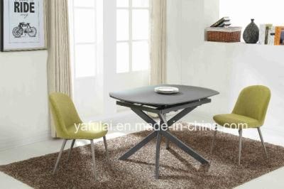 Modern Simple Extension Rotating Oval Frosting Glass Dining Table