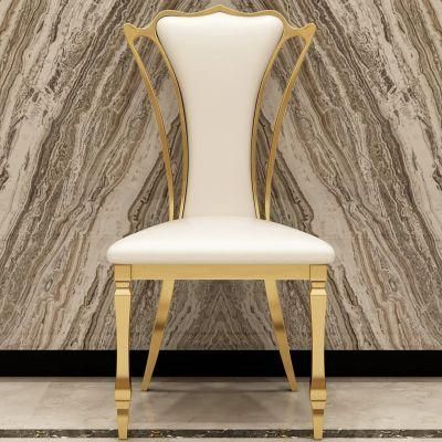 Wholesale Custom Stainless Steel Golden Hotel Round Back Chairs Covers Luxury Dining Chairs for Wedding