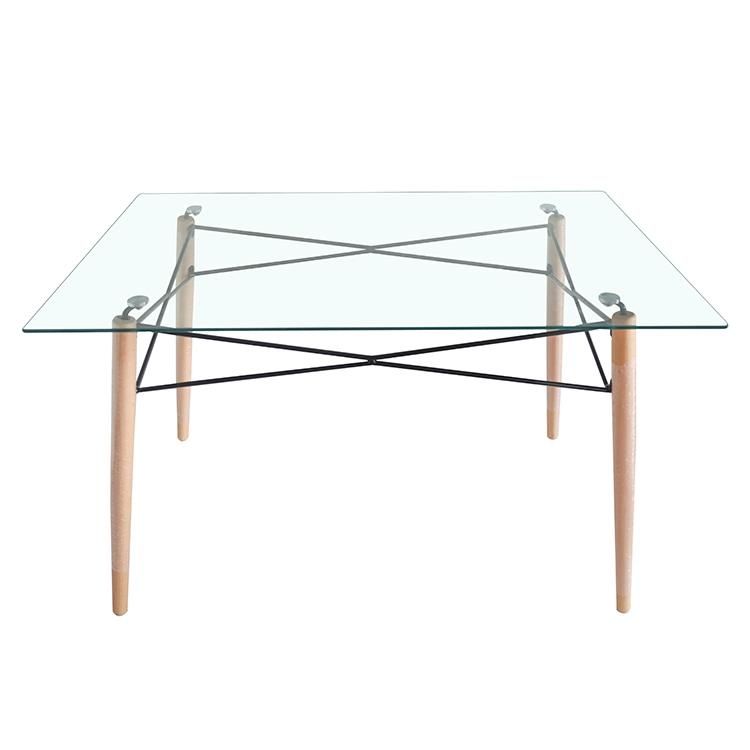 Hot Sale Chinese Wholesale Home Furniture Modern Tempered Transparent Square Glass Dining Table