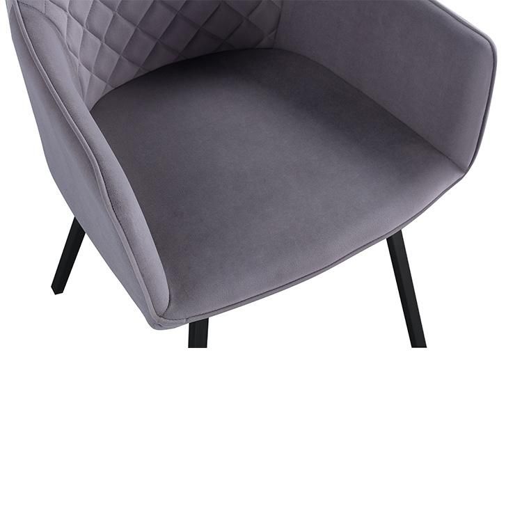 Blue Fabric Hotel Restaurant Dining Table Chair with Black Powder Coating Legs