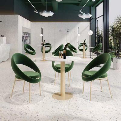 Modern Dining Room Furniture Linen Fabric Ring Back Dining Chairs